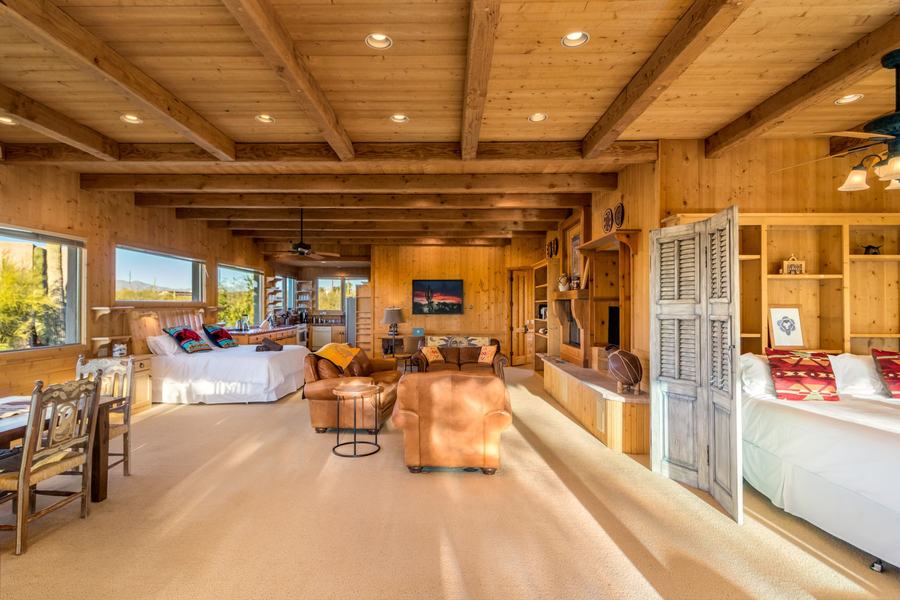 One room Loft with bed and Living Area